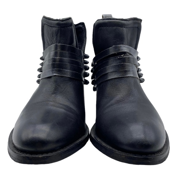 Diba Bootie Skylar Black Leather Distressed Ankle Block Heel Casual Size 6 - Picture 4 of 11